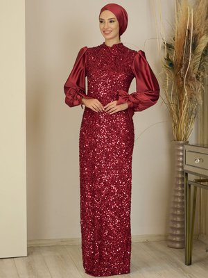 Bordo Azra Abiye Elbise Bordo Azra Abiye Elbise