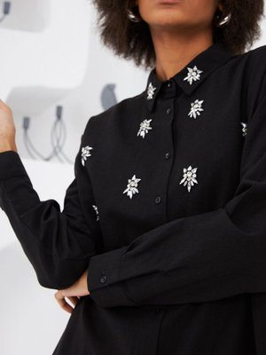 Gömlek Önü Ve Yakacu Elişlemeli Taş Ovursize Kalıp