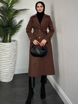 Desire Astarlı Düğmeli Kaşe Kaban Kahverengi Desire Astarlı Düğmeli Kaşe Kaban Kahverengi