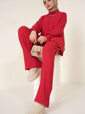 Örme İkili Takım Kırmızı Örme İkili Takım Kırmızı