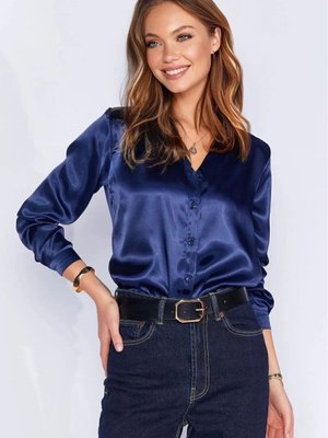 Lacivert Saten Yüzeyli Gömlek Hzl25w