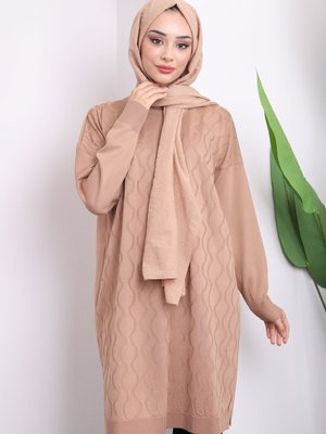 Bisküvi Soğuk İplik Merserize Triko Tunik Bisküvi Soğuk İplik Merserize Triko Tunik