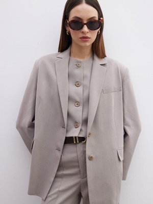 Oversıze Naturel Blazer Ceket Vizon Oversıze Naturel Blazer Ceket Vizon