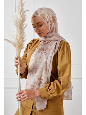 Açık Kahverengi Desenli Şal