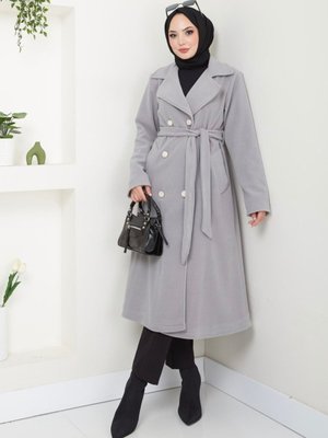 Kaşe Uzun Kaban / Gri