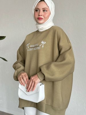 Fiyonk Yazı İşleme Haki Sweat Fiyonk Yazı İşleme Haki Sweat