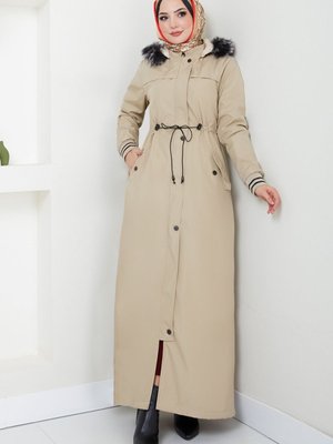 Önden Fermuarlı Kaban M Taş