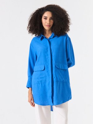 Gömlek Keten Görümlü Kumaş Oversize Uzun Tunik Tarzında