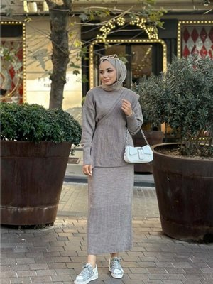 Parçalı Anvelop Triko Elbise