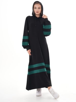 Zümrüt İkiiplik Şeritli Balon Kol Spor Elbise Zümrüt İkiiplik Şeritli Balon Kol Spor Elbise