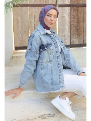 Açık Mavi Eliya Püsküllü Kot Ceket