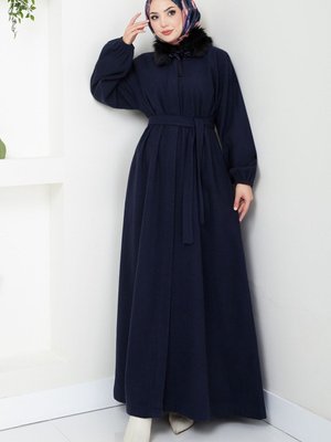 Yakası Kürklü Kaban M Lacivert