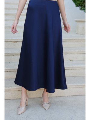 Lacivert Kiloş Saten Etek Lacivert Kiloş Saten Etek