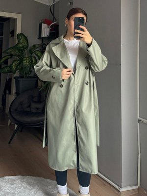 Klasik Model Trençkot Mint Yeşili Klasik Model Trençkot Mint Yeşili