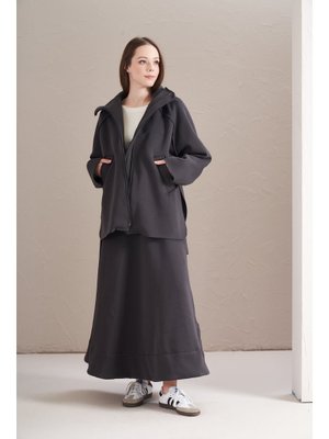 Antrasit İplik Şardonlu Daire Etek
