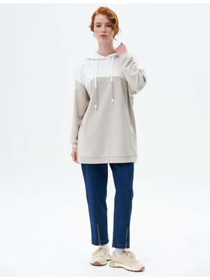 Kumaş Garnili Üç İplik Sweatshirt Gri