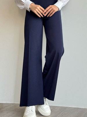 Bol Paça Beli Lastikli Pantolon Lacivert Bol Paça Beli Lastikli Pantolon Lacivert