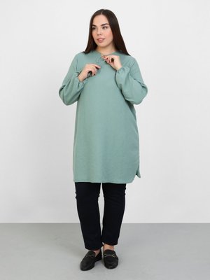Yeşil Büyük Beden Püskül Detaylı Tunik