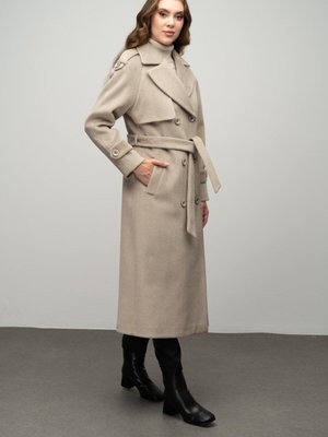 Apolet Ve Pelerin Detaylı Reglan Kol Kruvaze Kaban Taş