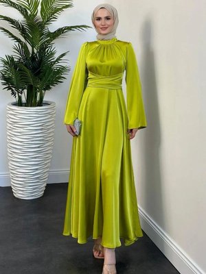 Diba Çapraz Kemer İpek Saten Abiye Elbise