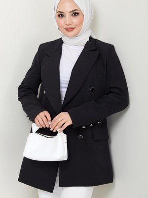 Düğmeli Blazer Ceket Siyah Düğmeli Blazer Ceket Siyah