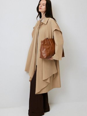 Dökümlü Uzun Trençkot