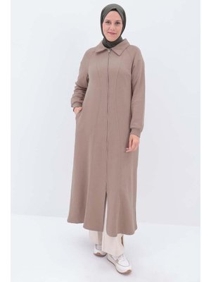 Bej Kuplu Şömiziye Yakalı Ferace