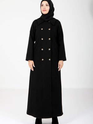 Siyah Exclusive Düğmeli Uzun Manto Siyah Exclusive Düğmeli Uzun Manto
