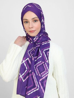 Eflatun Shantuq Soft Şal Küp Desen