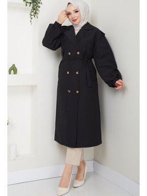 Siyah Kuşaklı Trençkot