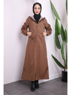 Camel Kapüşonlu Fermuarlı Kap Camel Kapüşonlu Fermuarlı Kap