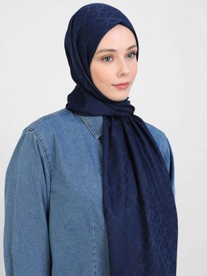 Lacivert Diamond Yaprak Desen Şal