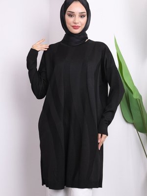 Siyah Soğuk İplik Merserize Triko Tunik Siyah Soğuk İplik Merserize Triko Tunik