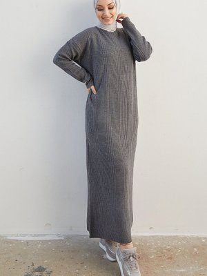 Arissa Balıkçı Yaka Uzun Triko Elbise Gri Arissa Balıkçı Yaka Uzun Triko Elbise Gri