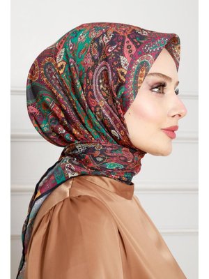 Yeşil Şal Desen Pamuklu Eşarp