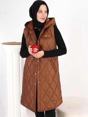 Uzun Cep Detayı Kapitone Şişme Yelek