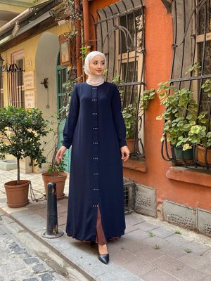 Battal Kare Taş Detaylı Kol A Pile Patlı Düğmeli Ferace