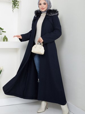 Önden Fermuarlı Kaşe Kaban M Laci