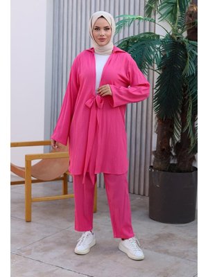 Fuşya Bağlama Detaylı Kimono Takım Fuşya Bağlama Detaylı Kimono Takım