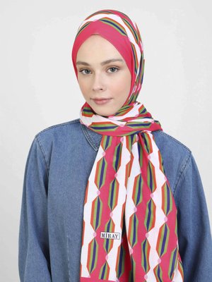 Mercan Yeşil Nevada Pamuk Şal Çizgi Desen