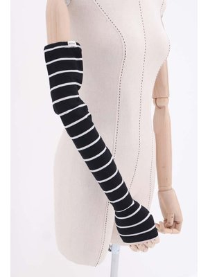 Pamuklu Parmak Geçirmeli Kolluk Siyah Ekru