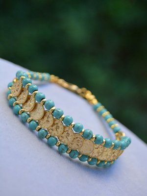 Mavi Turkuaz Tuğralı Bileklik Mavi Turkuaz Tuğralı Bileklik