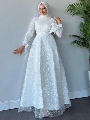 Pamir Abiye Elbise Beyaz