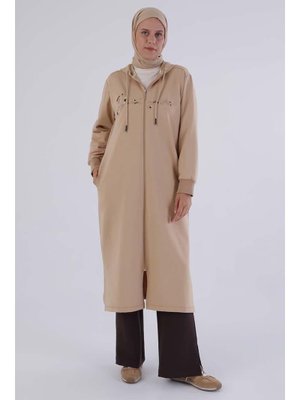 Bej Decigive Nakışlı Sweat Hırka Bej Decigive Nakışlı Sweat Hırka