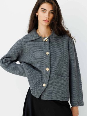 Gömlek Yaka Düğmeli Antrasit Hırka