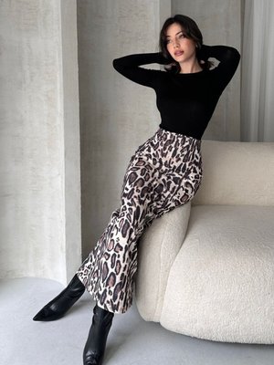 Kahverengi Yüksek Bel Leopar Deseli Uzun Kalem Etek Kahverengi Yüksek Bel Leopar Deseli Uzun Kalem Etek