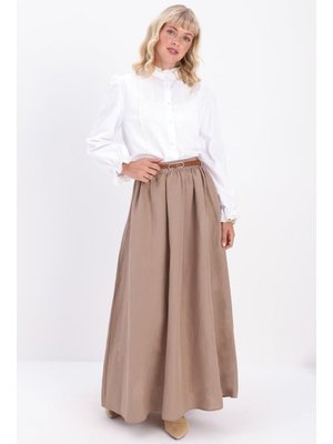 Vizon Keten Kloş Etek Vizon Keten Kloş Etek