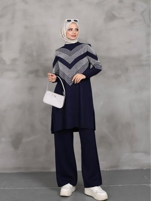 Simli Triko Tunik Pantolon Takım