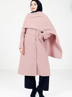 Pudra Cepli Ve Düğmeli Şallı Kaban Pudra Cepli Ve Düğmeli Şallı Kaban