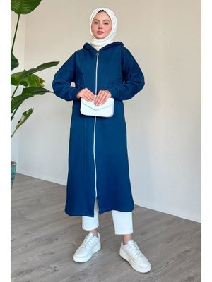 Çift Cepli Önden Fermuarlı Koyu Mavi Kap Çift Cepli Önden Fermuarlı Koyu Mavi Kap